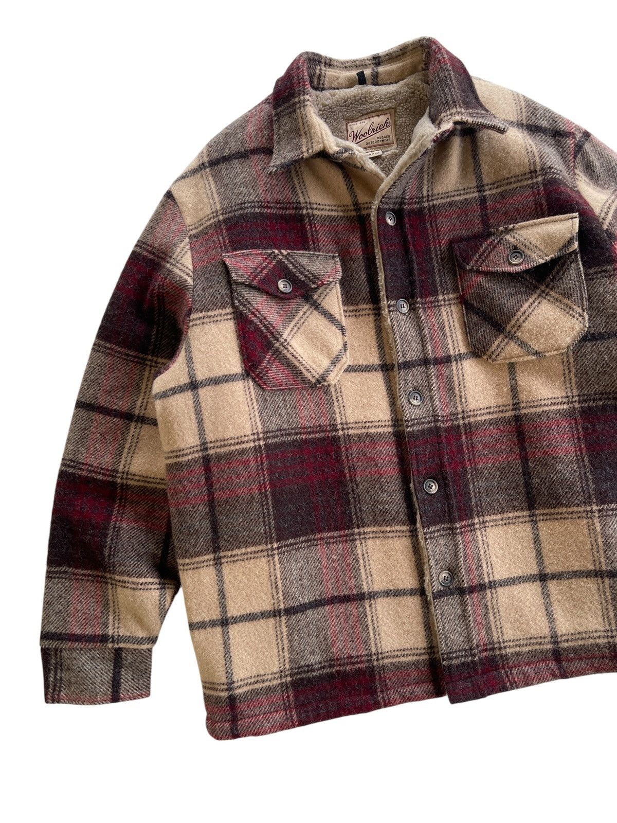 Woolrich Woolen Mills Vintage 1995s Woolrich Wool Plaid Sherpa Jacket Size US L / EU 52-54 / 3 - 7 Thumbnail