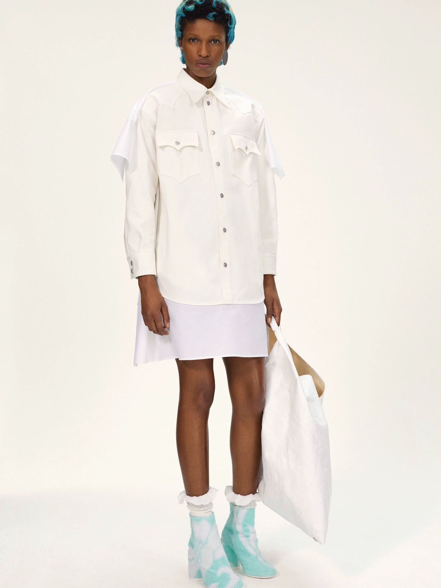 MM6 MM6 Resort 2020 Color Blocked Denim Jacket White 40 Size S / US 4 / IT 40 - 7 Thumbnail