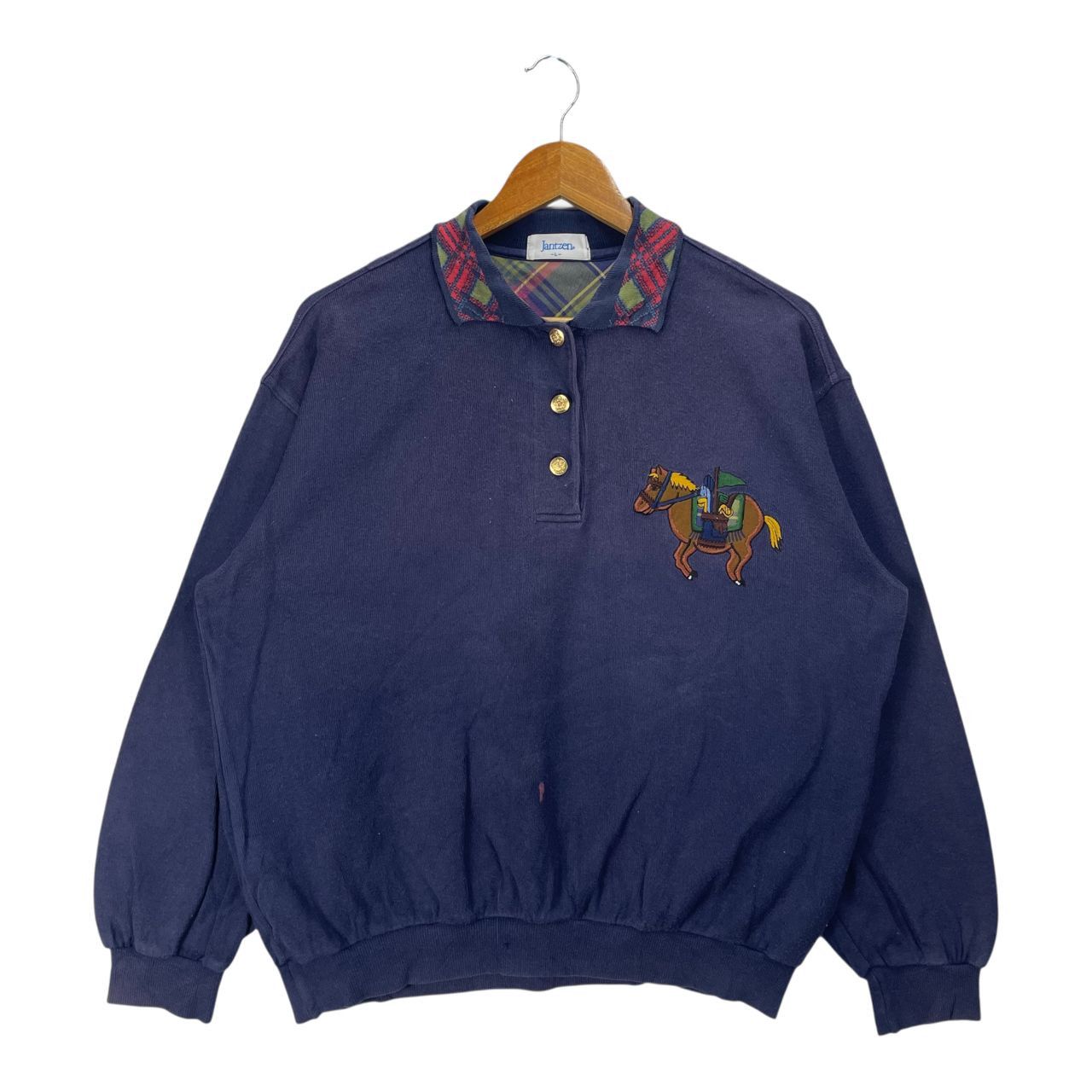 Jantzen Vintage Jantzen Collared Button Up Pullover Sweatshirt Size US L / EU 52-54 / 3 - 1 Thumbnail