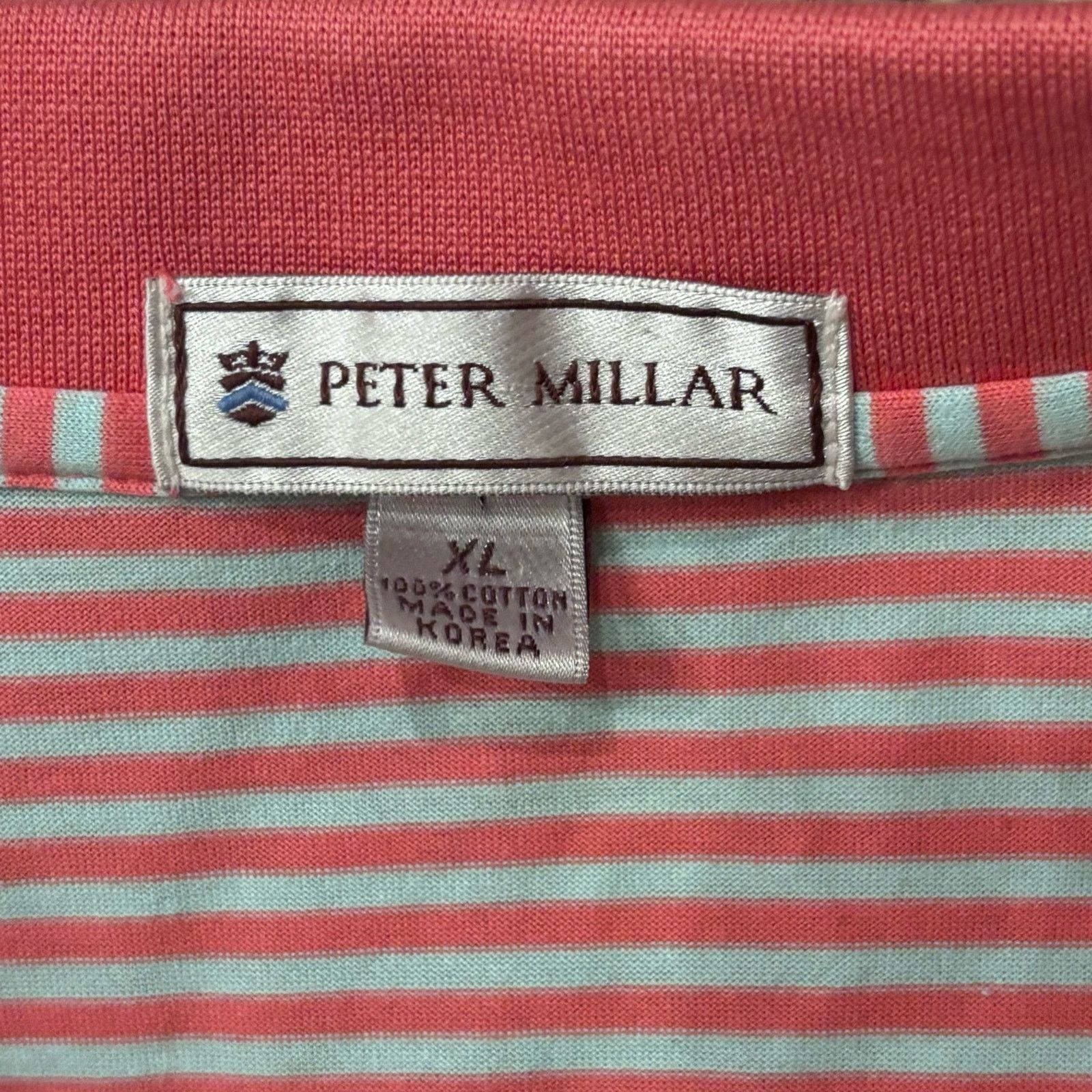 Peter Millar Vintage Peter Millar Pink Gray Cotton Striped Polo XL* Size US XL / EU 56 / 4 - 2 Thumbnail