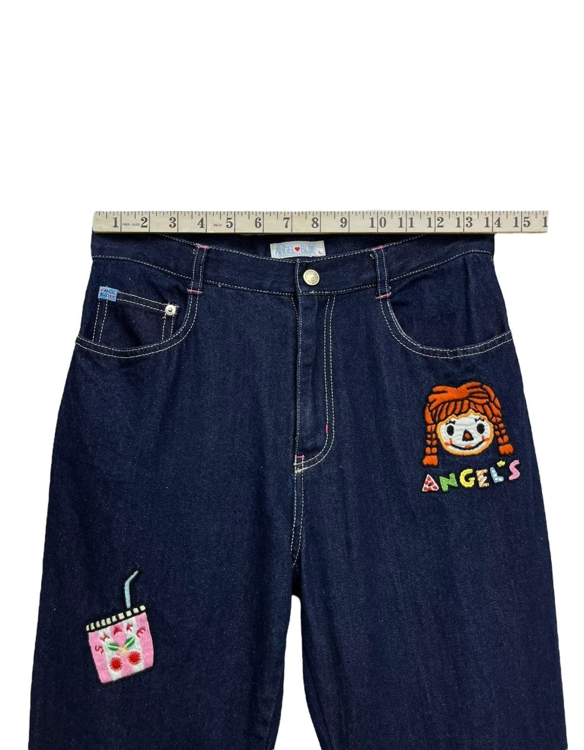 Angel Blue 💕 CUTENESS 💕Vintage ANGEL BLUE Cute Embroidery Blue Jeans Size 27" / US 4 / IT 40 - 15 Thumbnail