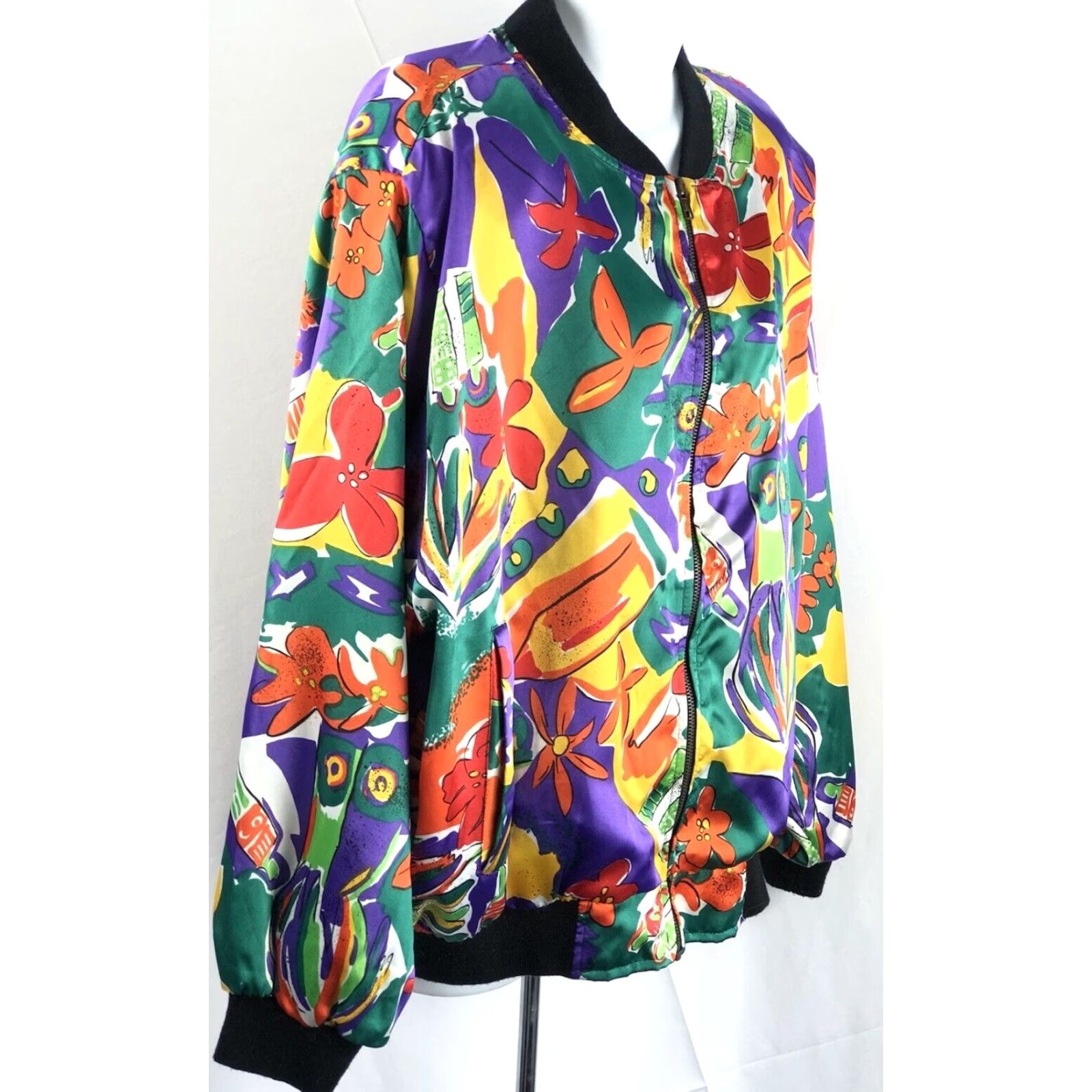 Vintage VINTAGE Stefano Satin Jacket L Retro Pop Abstract Art Full Zip Pockets Lined Mens Size US L / EU 52-54 / 3 - 2 Thumbnail