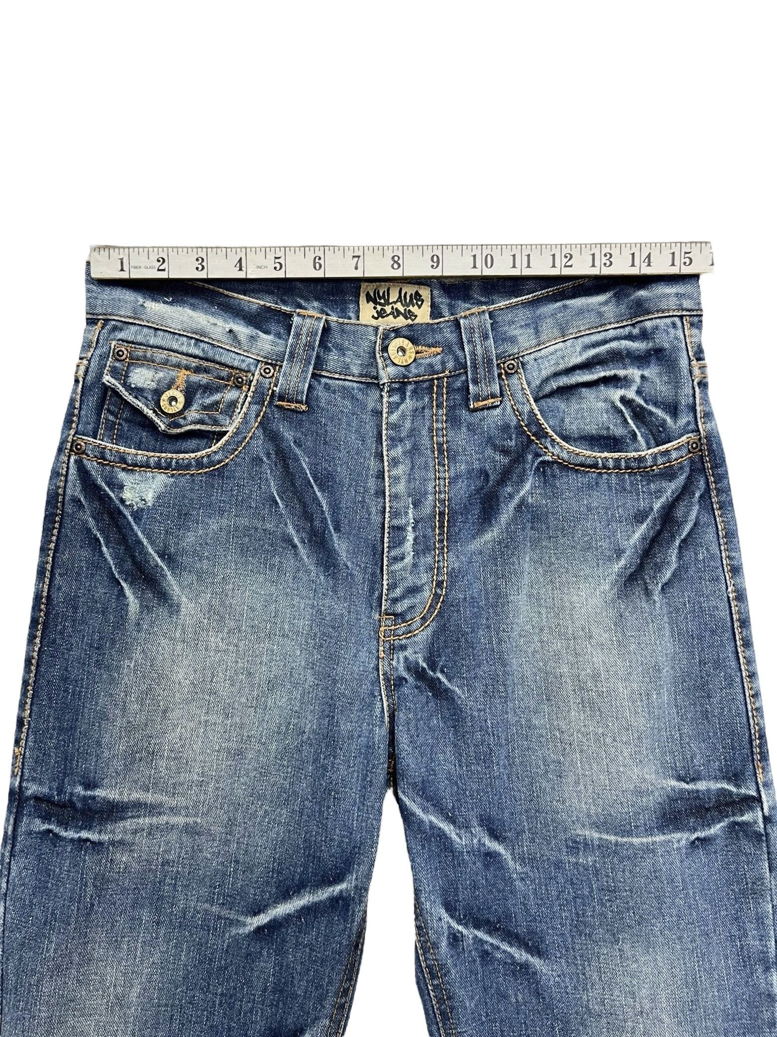 If Six Was Nine FYE🔥NYLAUS Clawmark Whisker Studded Gems Flap Flare Jeans Size US 30 / EU 46 - 18 Thumbnail