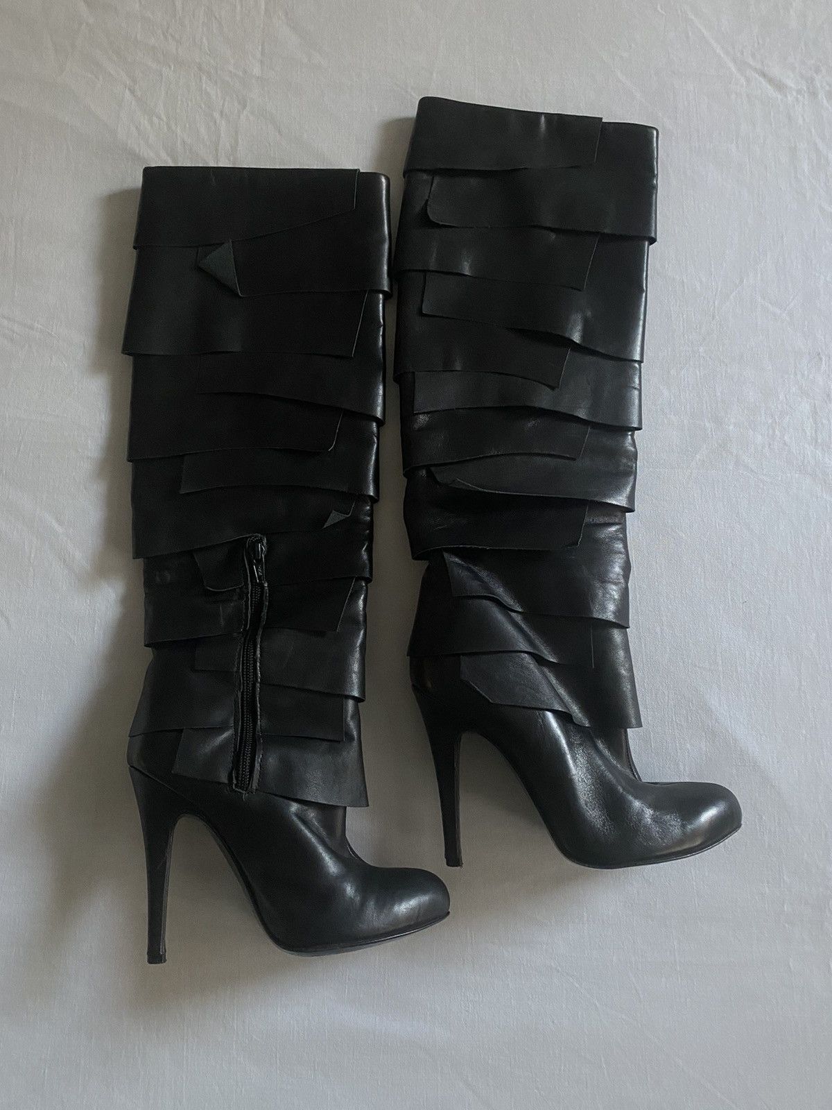Designer × John Galliano × Vintage Crazy Y2K John Galliano Designer Black Leather Boots Size US 5 / IT 35 - 7 Thumbnail