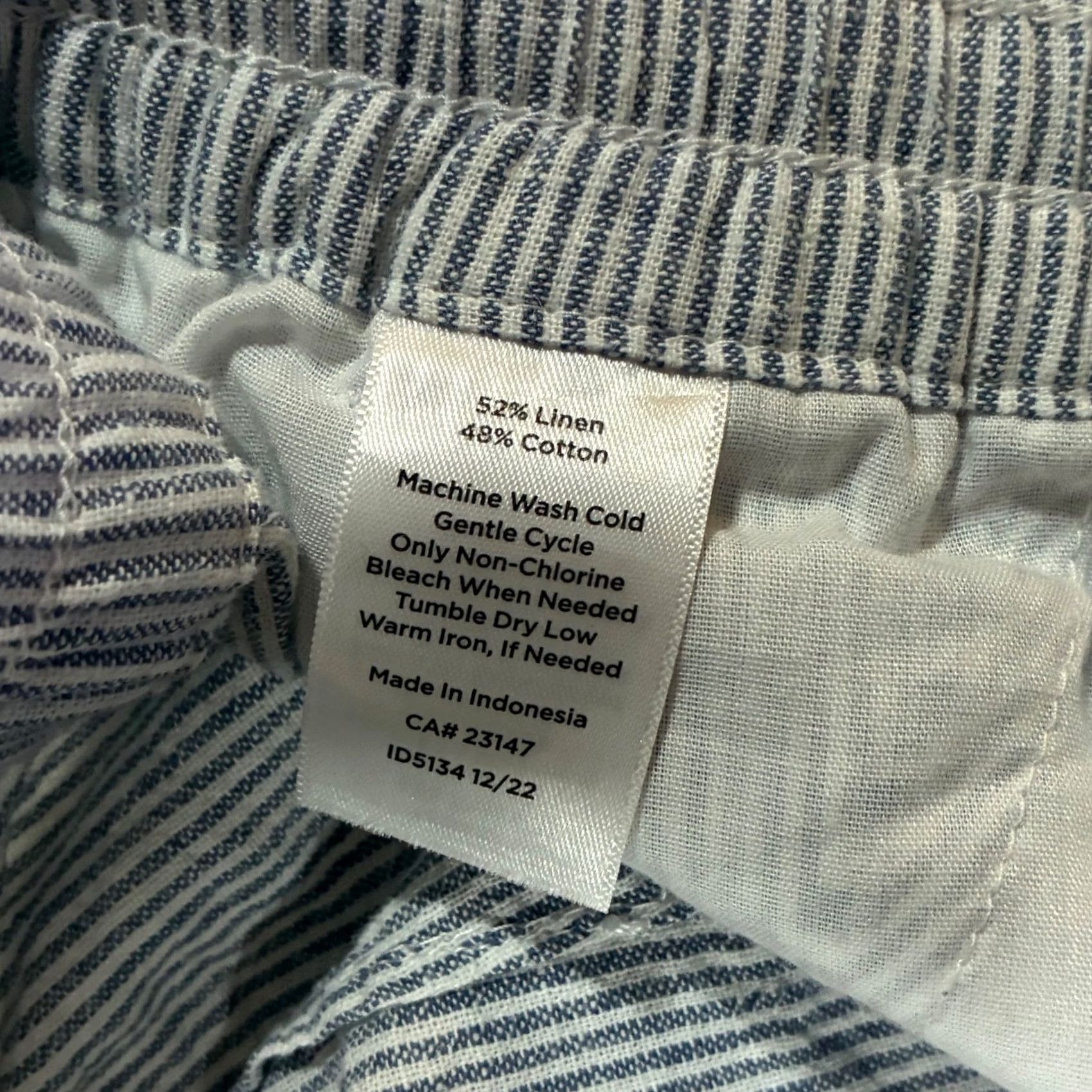 Talbots Talbots Petite Striped Pants Women's 16P Wide Leg Drawstring Waist Blue Size 38" / US 16 / IT 52 - 6 Thumbnail
