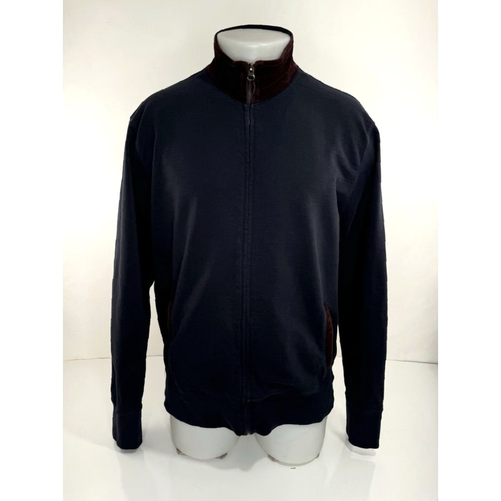 Billy Reid BILLY REID Full Zip Mens XL Bomber Jacket Sueded Trim Cotton Blue / Brown Size US XL / EU 56 / 4 - 2 Thumbnail