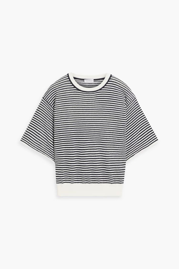 Brunello Cucinelli o1y0825 Crewneck Sweater in White/Black Size XL / US 12-14 / IT 48-50 - 1 Thumbnail