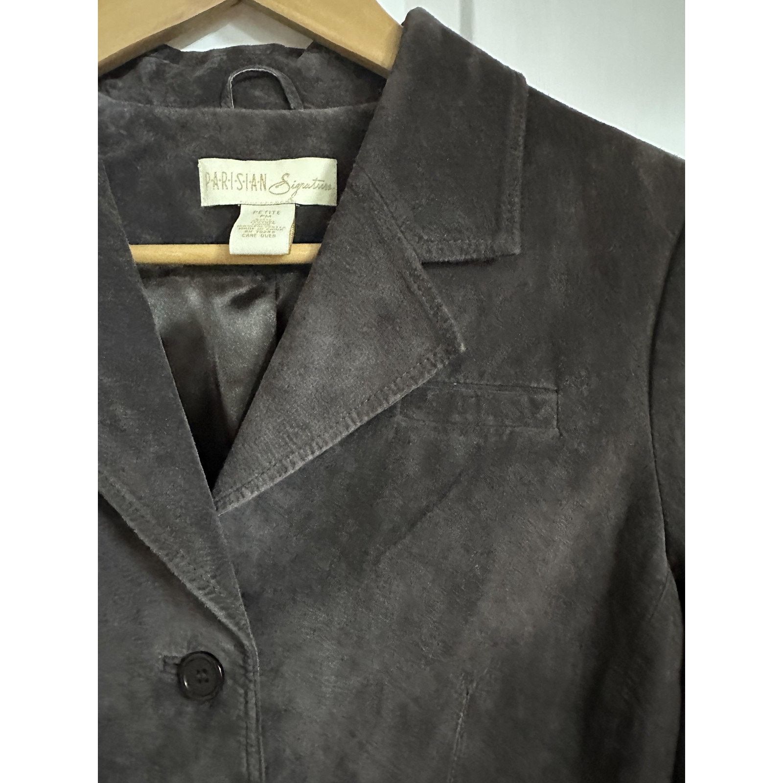 Vintage Parisian vintage Blazer Jacket Brown Leather Ruffle Peplum Size M / US 6-8 / IT 42-44 - 6 Thumbnail