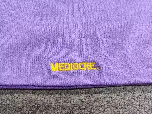 Japanese Brand Mediocre Hand Palm Heatmap Graphic No Cuff Beanie Hat Purple Size ONE SIZE - 4 Thumbnail