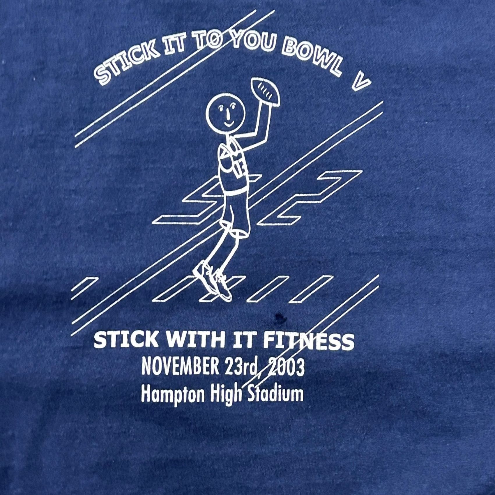 Fruit Of The Loom VINTAGE Stick With It Fitness Shirt Mens XL Blue 2003 Football Hampton 2000s Size US XL / EU 56 / 4 - 5 Thumbnail