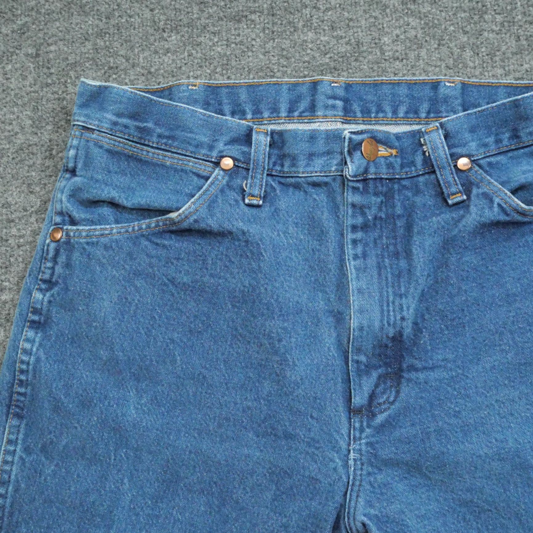 Wrangler VINTAGE Wrangler Jeans Mens 38x30 Blue Denim Pants Cowboy 13MWZ GK Straight Jeans Mens Blue 13MWZ Cowboy Theme Pockets Size US 36 / EU 52 - 2 Thumbnail