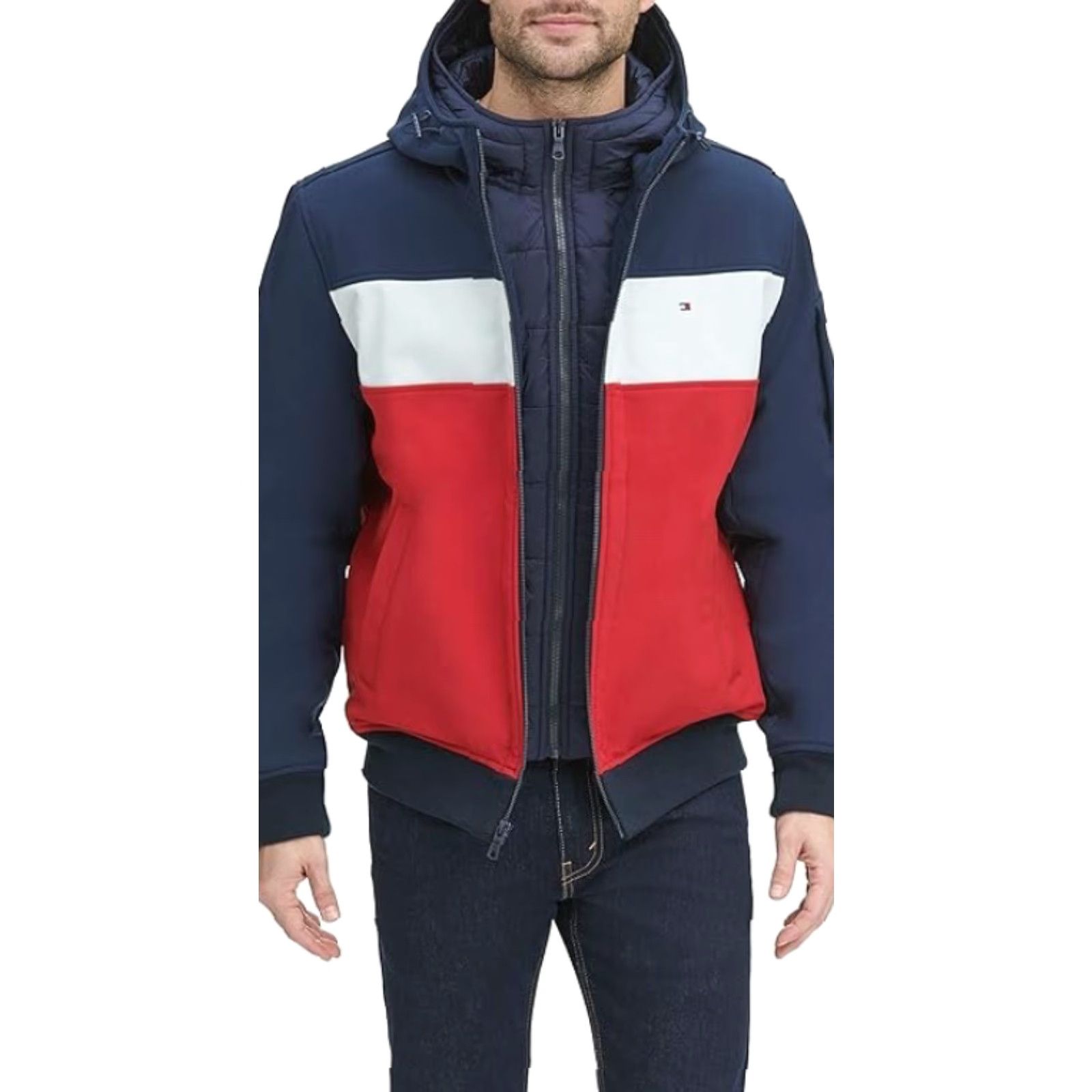 Tommy Hilfiger Tommy Hilfiger Men's Soft Shell Active Filled Bomber Jacket Sz 2X Tall Navy/Red Size US XXL / EU 58 / 5 - 4 Thumbnail