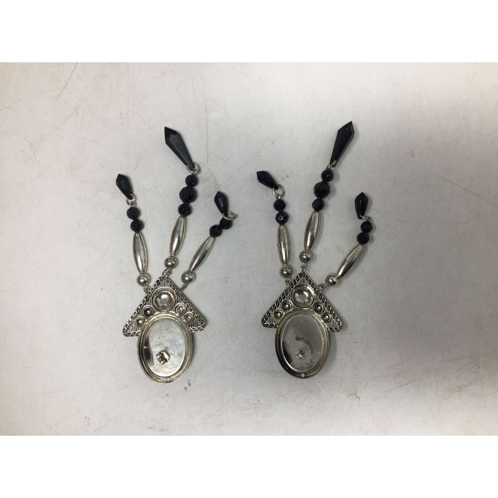 Other Women's Long Chunky Silver and black Chandelier Dangle Earri Size ONE SIZE - 5 Thumbnail