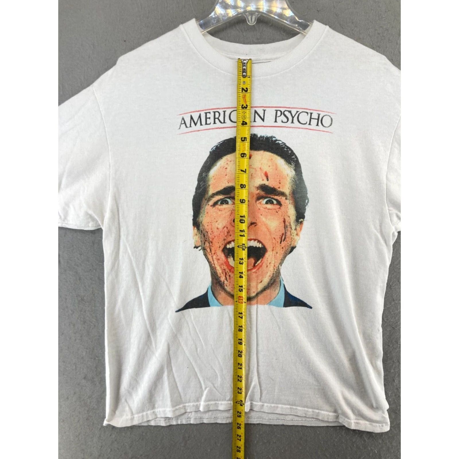 Vintage American Psycho TShirt Mens Large White 90s Graphic Print Crew Neck Cotton Short Sleeve Shirt Men 90s Theme Size US L / EU 52-54 / 3 - 3 Thumbnail