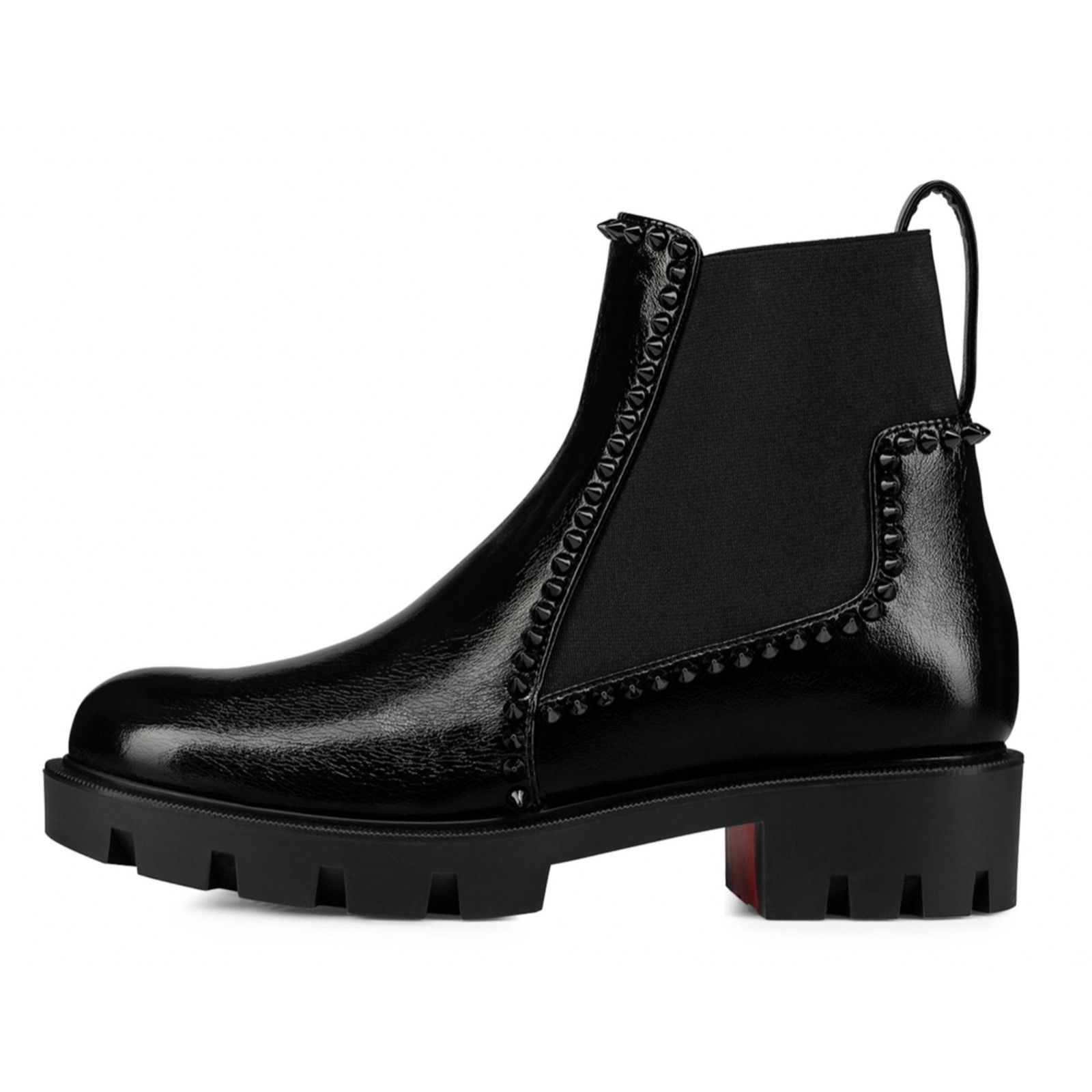 Christian Louboutin Christian Louboutin Out Lina Spike Lug Flat Black Patent Size US 8.5 / IT 38.5 - 7 Thumbnail