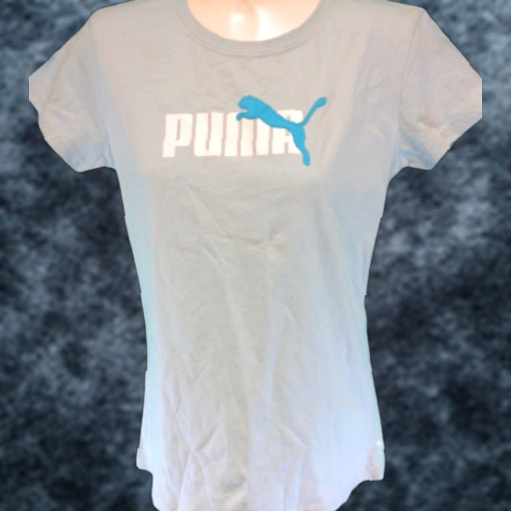 Puma VINTAGE Puma Cat Tee Womens T-Shirt Light Blue 503316 01 Adult Small Crew Neck Short Sleeve Nike Size S / US 4 / IT 40 - 1 Thumbnail