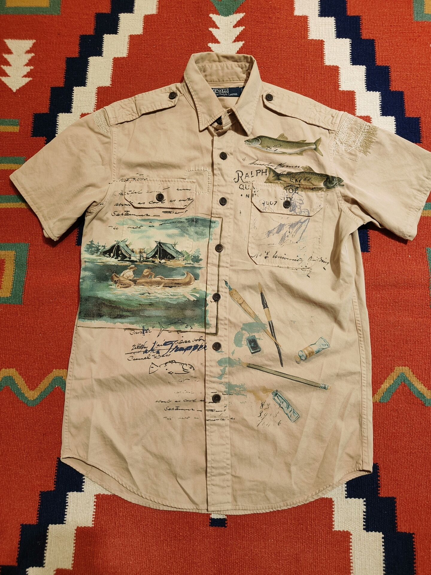Ralph Lauren Vintage RL Fishing Patch Short Sleeve Shirt Size US S / EU 44-46 / 1 - 1 Thumbnail