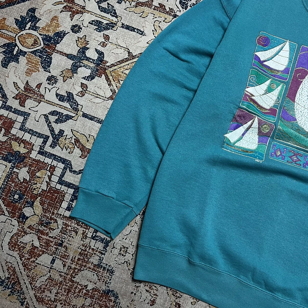 Tultex × Vintage VintageTultex 90's Sail Boat Blue Green Size US XL / EU 56 / 4 - 3 Thumbnail