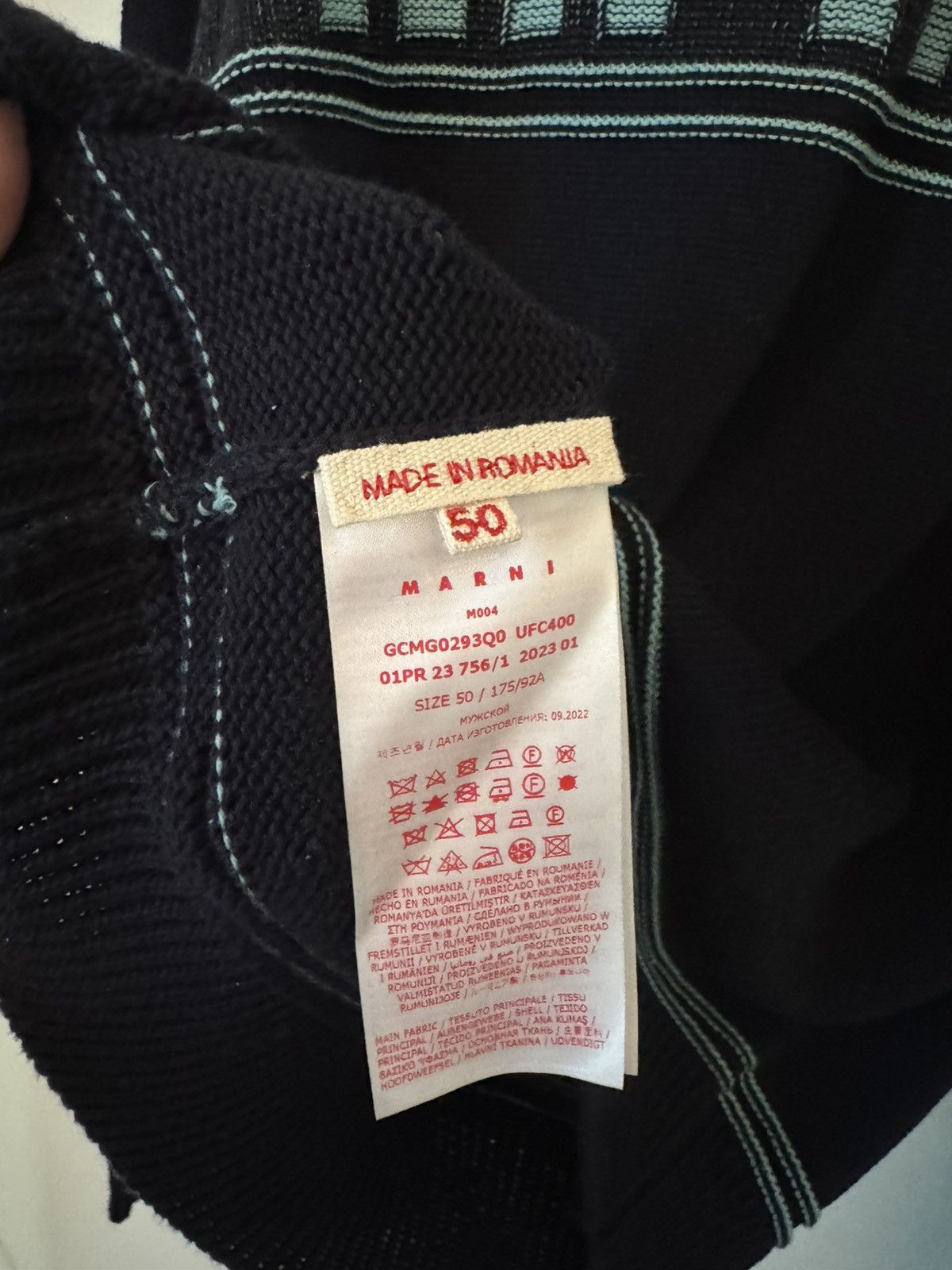 Marni Marni Navy Blue Logo Knit Sweater (L) Size US L / EU 52-54 / 3 - 5 Thumbnail