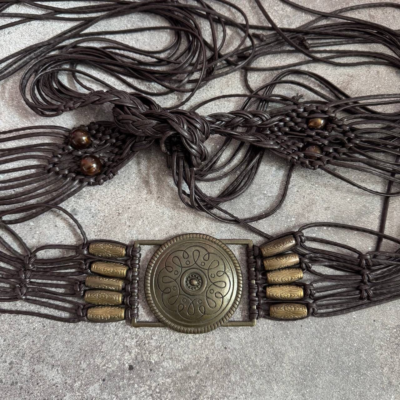 20471120 Vintage Western Boho Style Y2K Leather Belt Size ONE SIZE - 4 Thumbnail