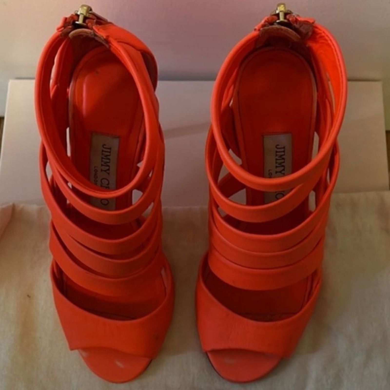 Jimmy Choo Jimmy Choo Damsen Neon Flame Nappa Leather Sandals Heels 6.5 Size US 6.5 / IT 36.5 - 8 Thumbnail