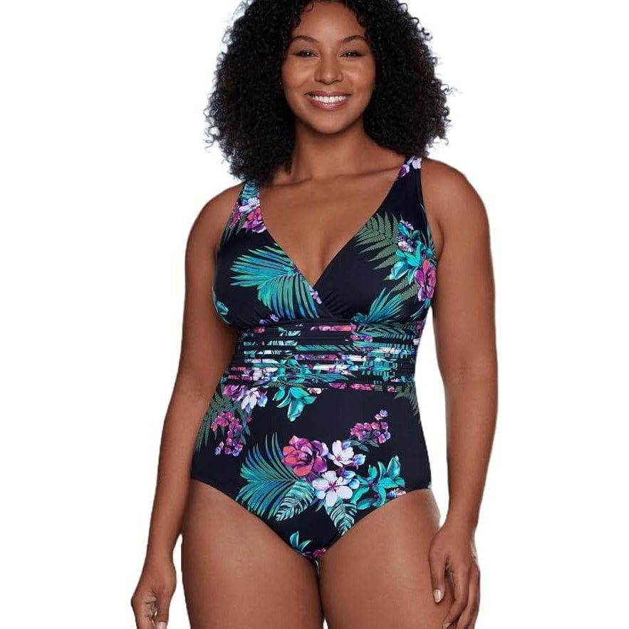 Unknown London AQUA GREEN NWT One Piece Swimsuit, Floral Medium Size ONE SIZE - 3 Thumbnail