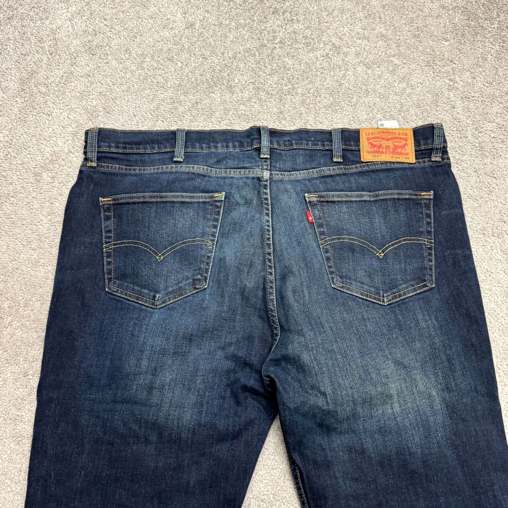 Levi's Levi's 511 Straight Leg Slim Fit Denim Jeans Mens 42x32 Blue Dark Wash Casual Size US 42 / EU 58 - 5 Thumbnail