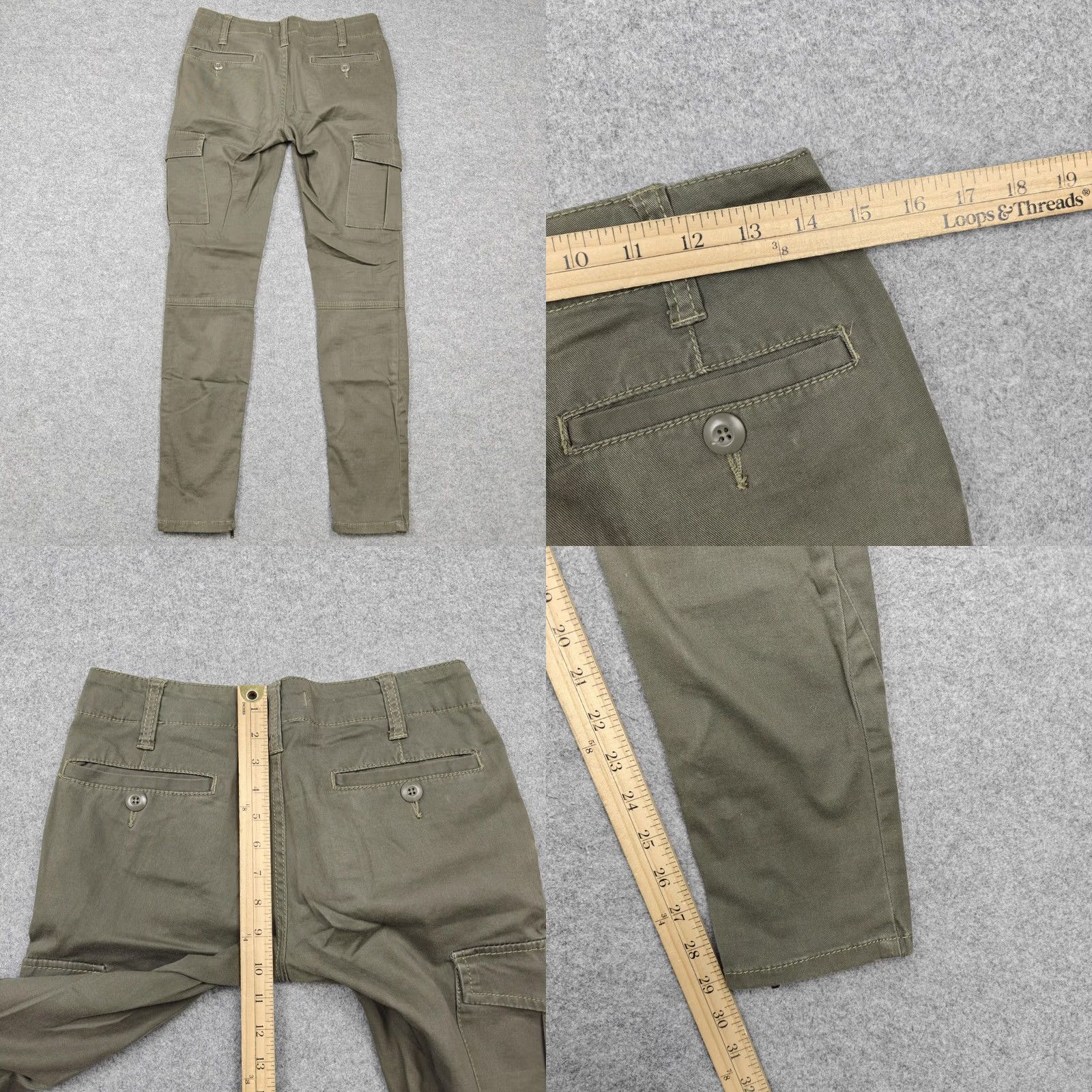 Free People Free People Pants Womens 26 Green Twill Cargo Slim Ankle Zip Stretch Pockets Size 26" / US 2 / IT 38 - 8 Thumbnail