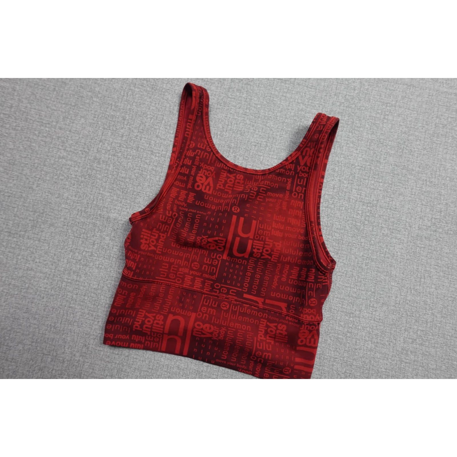 Lululemon Lululemon Sports Bra Womens 4 Red Long Line Logo Print V Neck Yoga Stretch Top Size S / US 4 / IT 40 - 2 Thumbnail