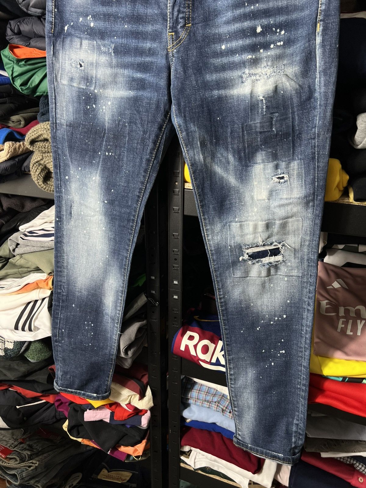 Dsquared2 Dsquared2 Slim Jeans Blue Distressed Paint Splatter Denim Size US 36 / EU 52 - 8 Thumbnail