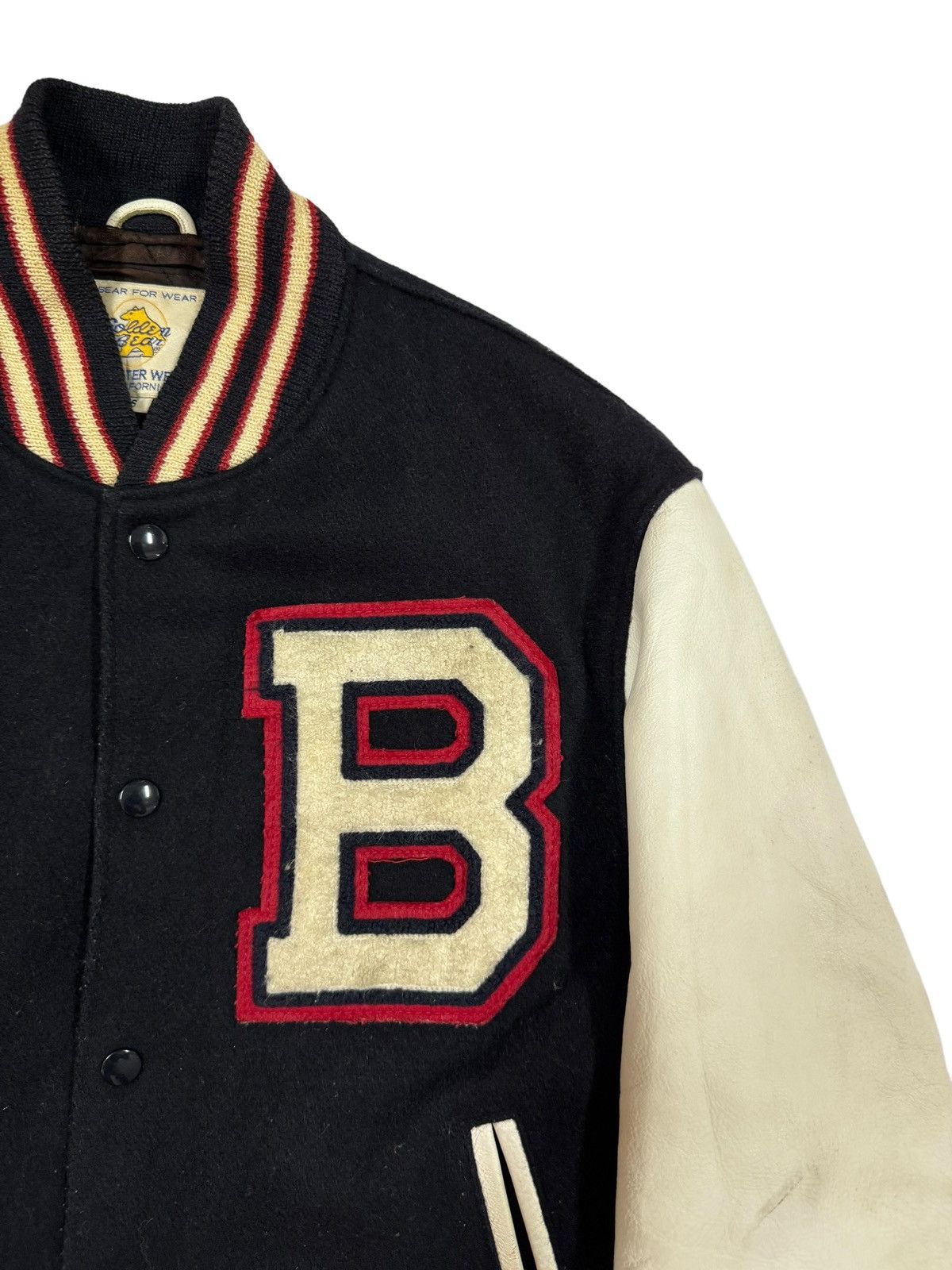 Vtg🔥80’s Golden Bear Wool Varsity Sleeve Leather Jacket