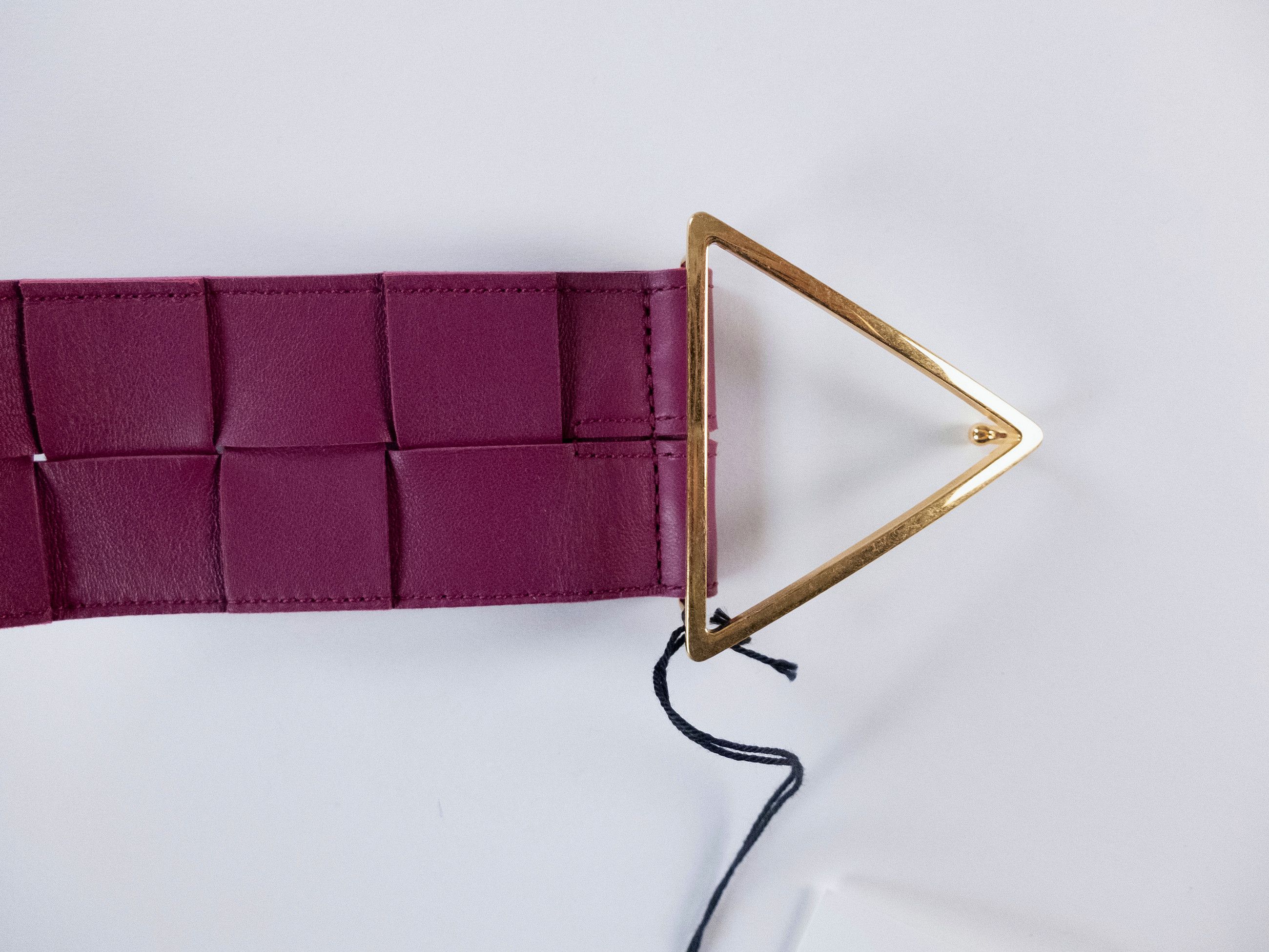Bottega Veneta BOTTEGA VENETA pink intrecciato woven triangle belt 80 Size ONE SIZE - 4 Thumbnail