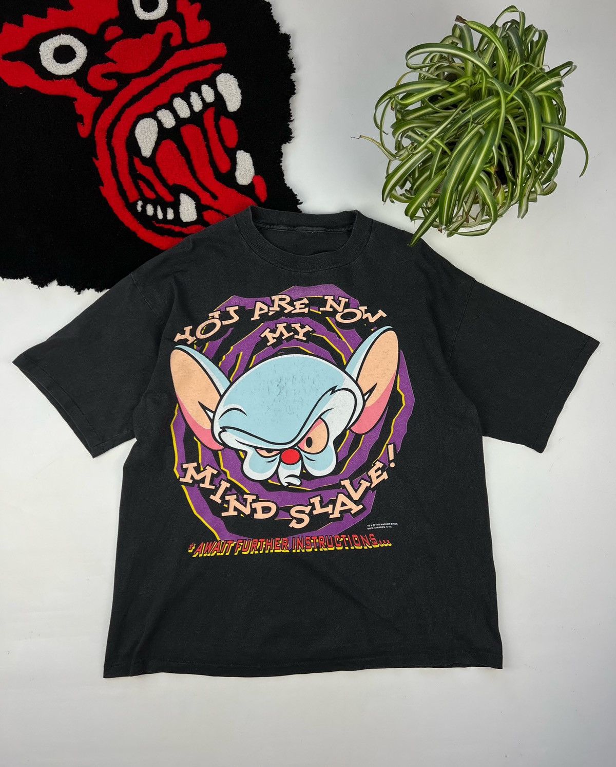 image of Cartoon Network x Vintage 90's Pinky And The Brain T-Shirt in Black, Men's (Size XL)