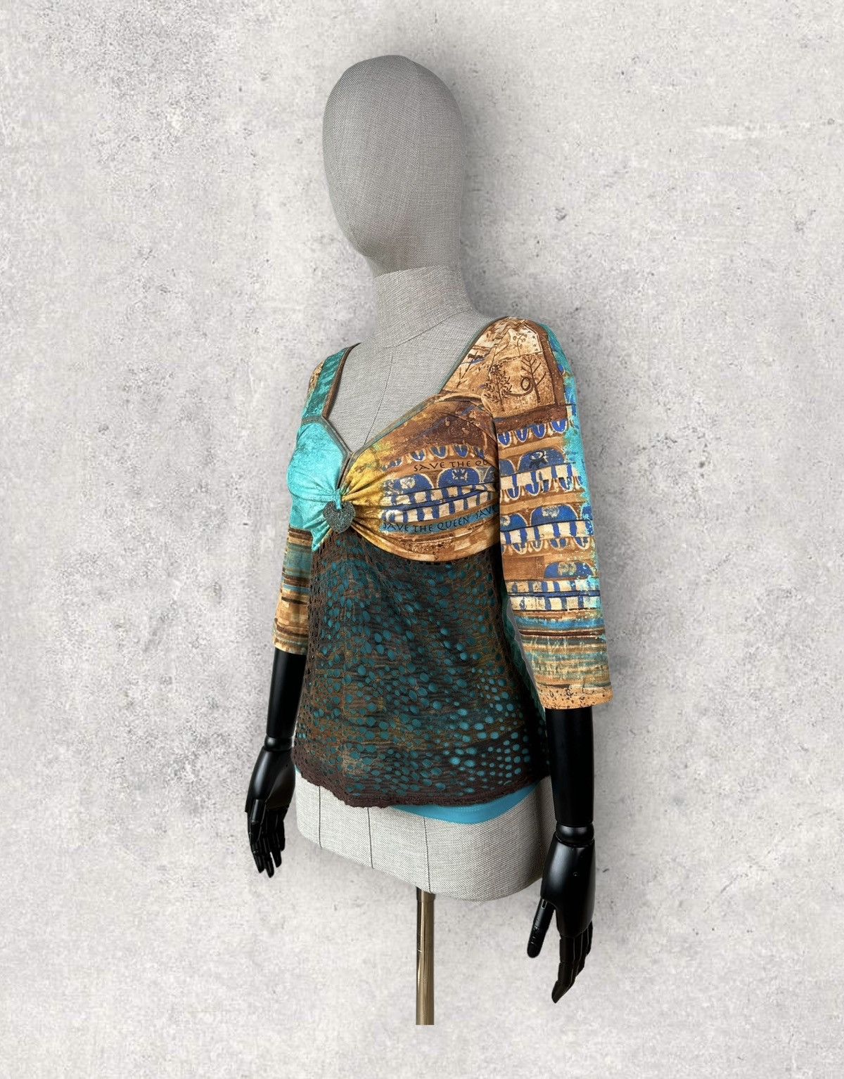 Other Save the Queen 3/4 Sleeve Mesh Top Blouse like Gaultier Size L / US 10 / IT 46 - 2 Thumbnail