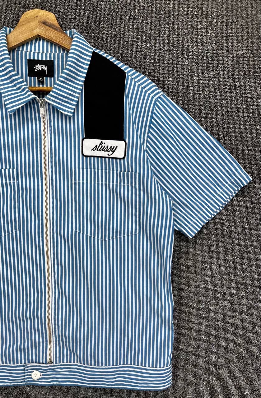 Stussy Stussy Hickory Striped Rare Work Wear Zip Up Shirts Flannel Size US M / EU 48-50 / 2 - 3 Thumbnail