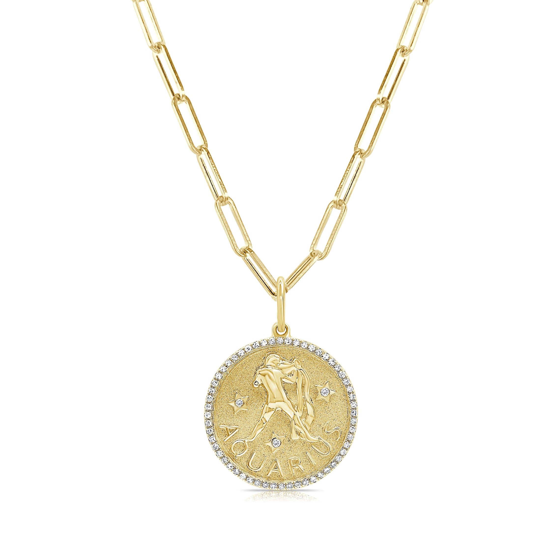 image of Tiffany Co Aquarius Zodiac Diamond Necklace In 14Kt Yellow Gold, Women's