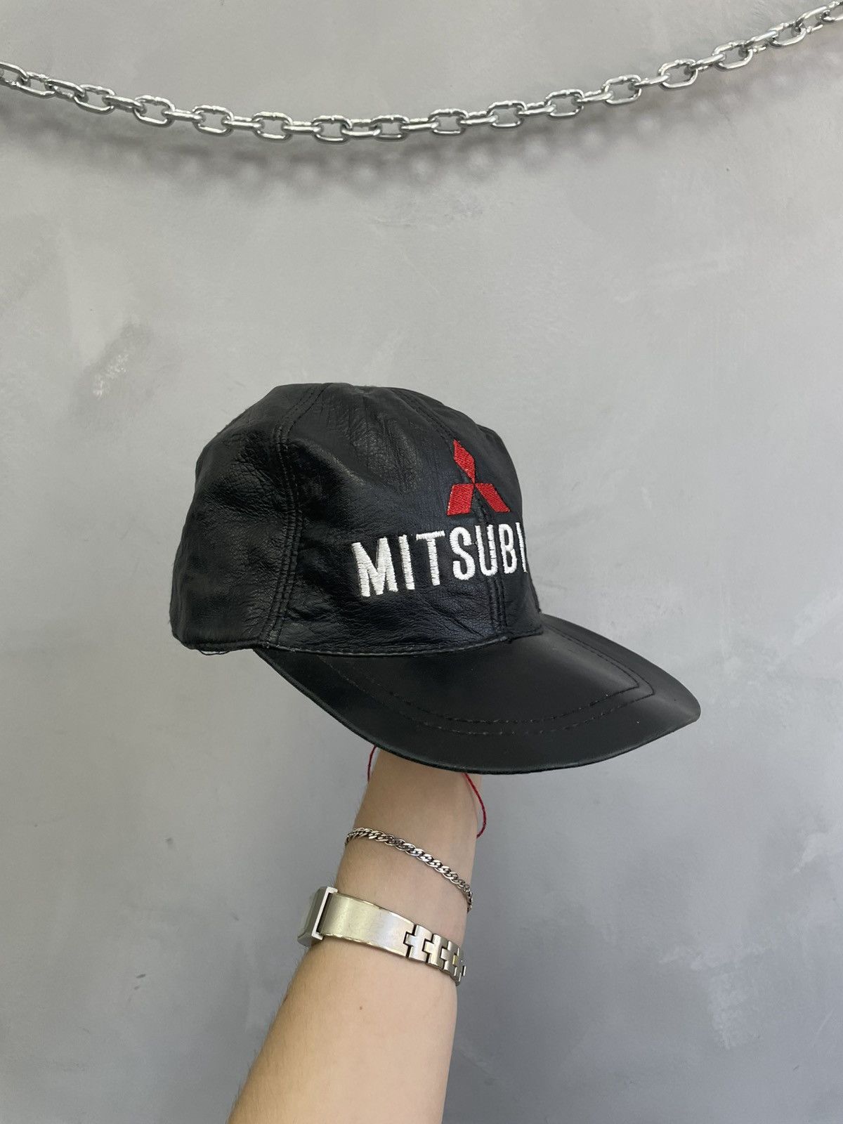 Tribal Streetwear Vintage retro MITsubishi trucker hat cap leather Size ONE SIZE - 6 Thumbnail