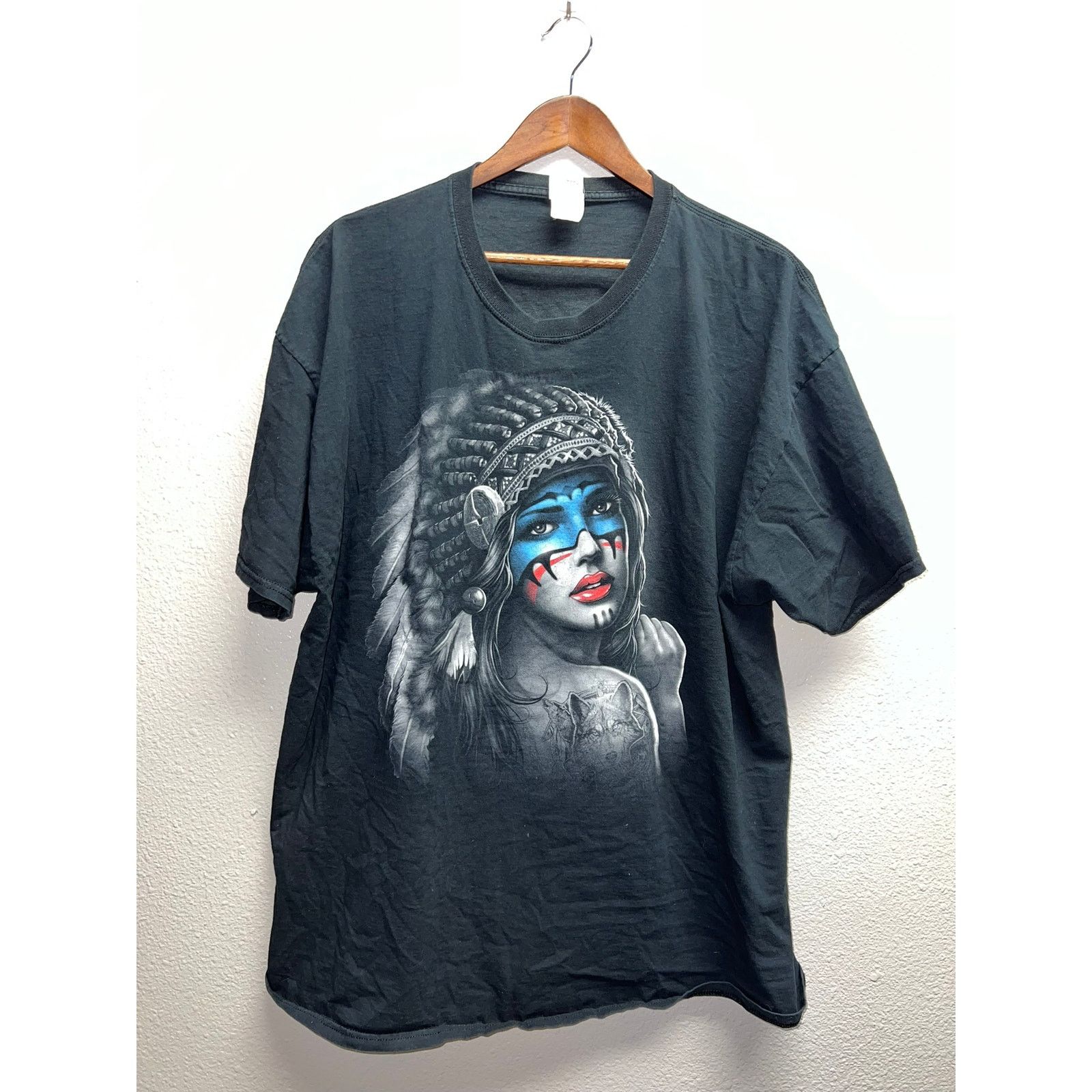 Fruit Of The Loom Vintage Native American Girl Shirt Tattoo Graphic Black 3 Size US XXL / EU 58 / 5 - 1 Thumbnail