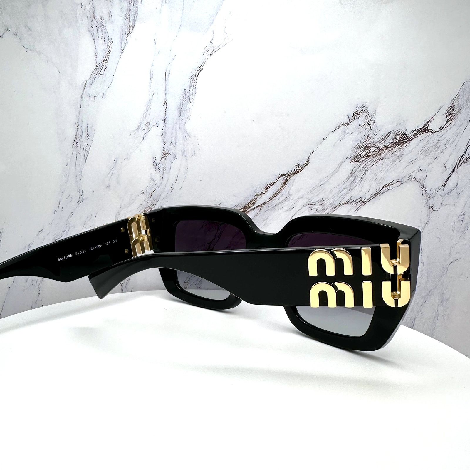 Miu Miu New MIU MIU Sunglasses Black Square Gold Metal Authentic Size ONE SIZE - 7 Thumbnail
