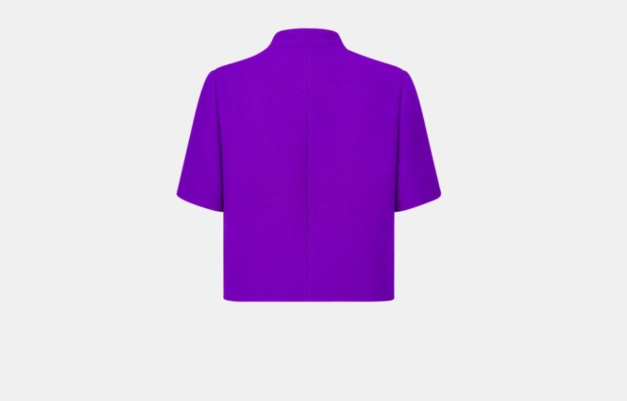 Dior o1w1db10824 Wool & Silk Short-Sleeved Jacket in Purple Size L / US 10 / IT 46 - 2 Thumbnail