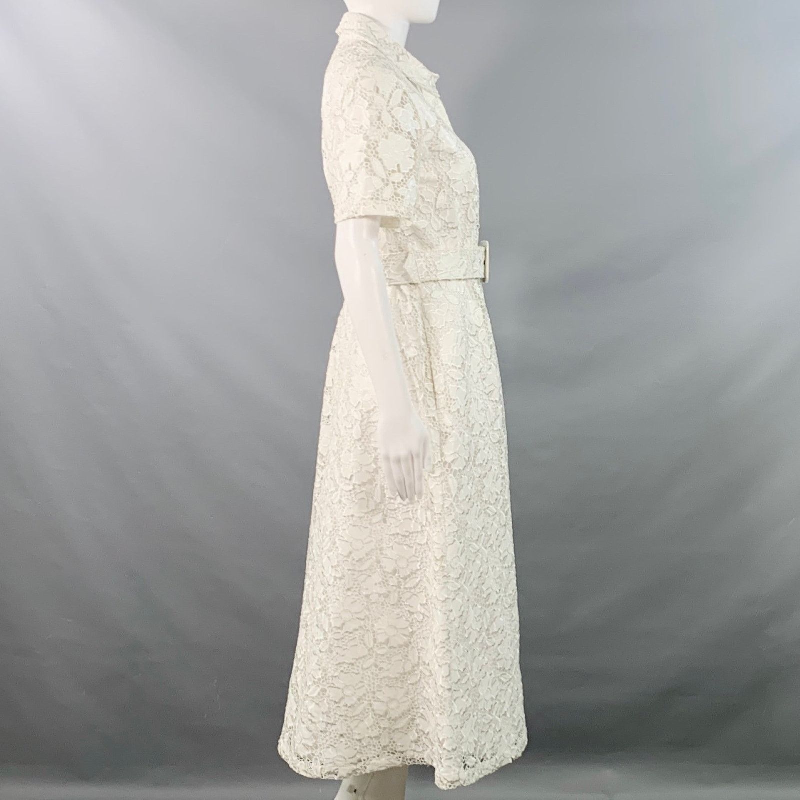 Other TOCCIN Size S Ivory Polyester Lace A-Line Belted Shirt Dress Size S / US 4 / IT 40 - 3 Thumbnail