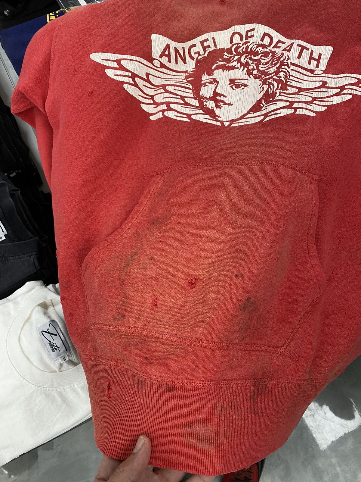 Saint Michael angel of death hoodie red small authentic - Tops Saint Michael angel of death hoodie red small authentic - Tops
