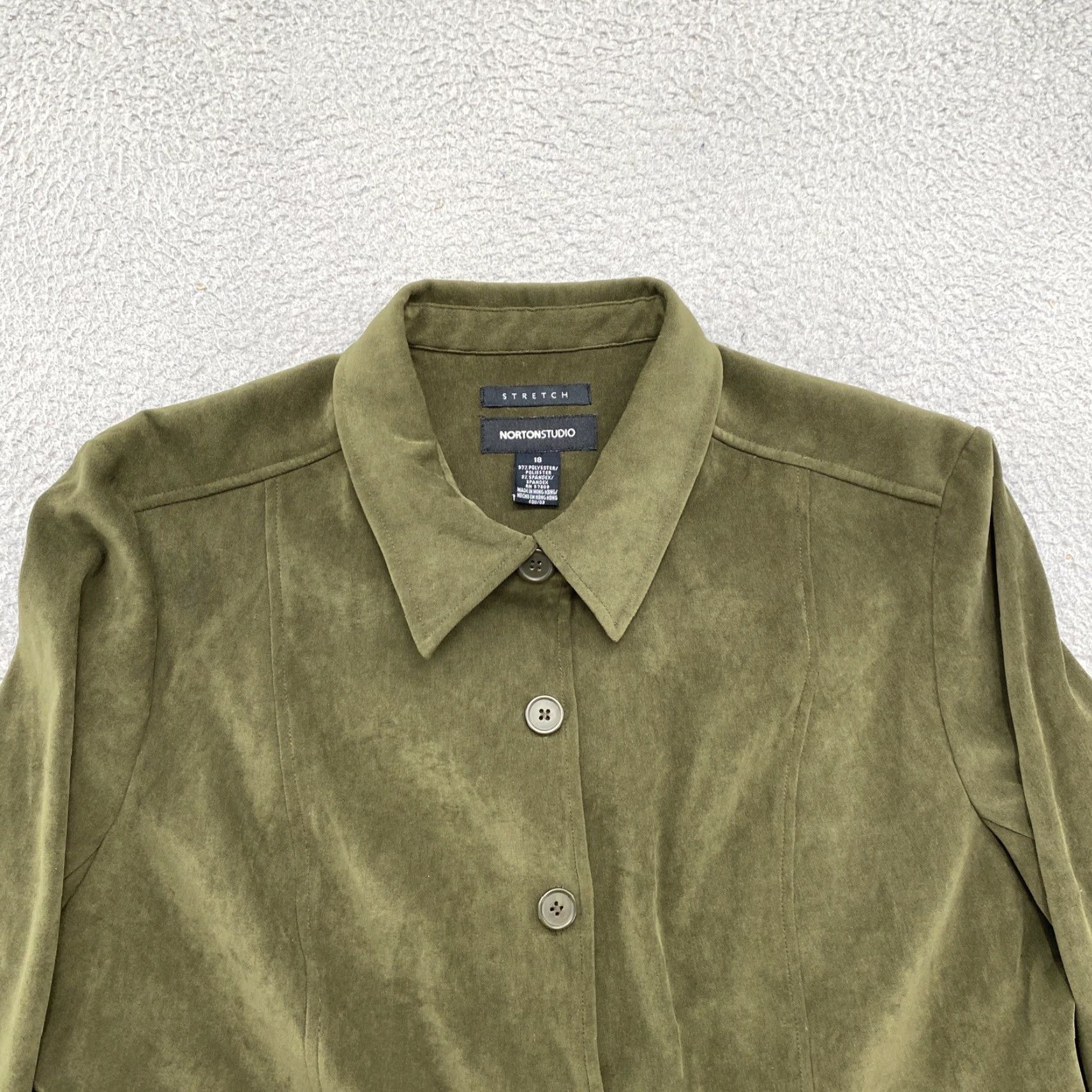 Vintage VINTAGE Norton Studio Women’s Green Button Up Jacket Plus Size 18 Jacket Womens Green Button Up Casual 90s? Size XXL / US 16-18 / IT 52-54 - 2 Thumbnail