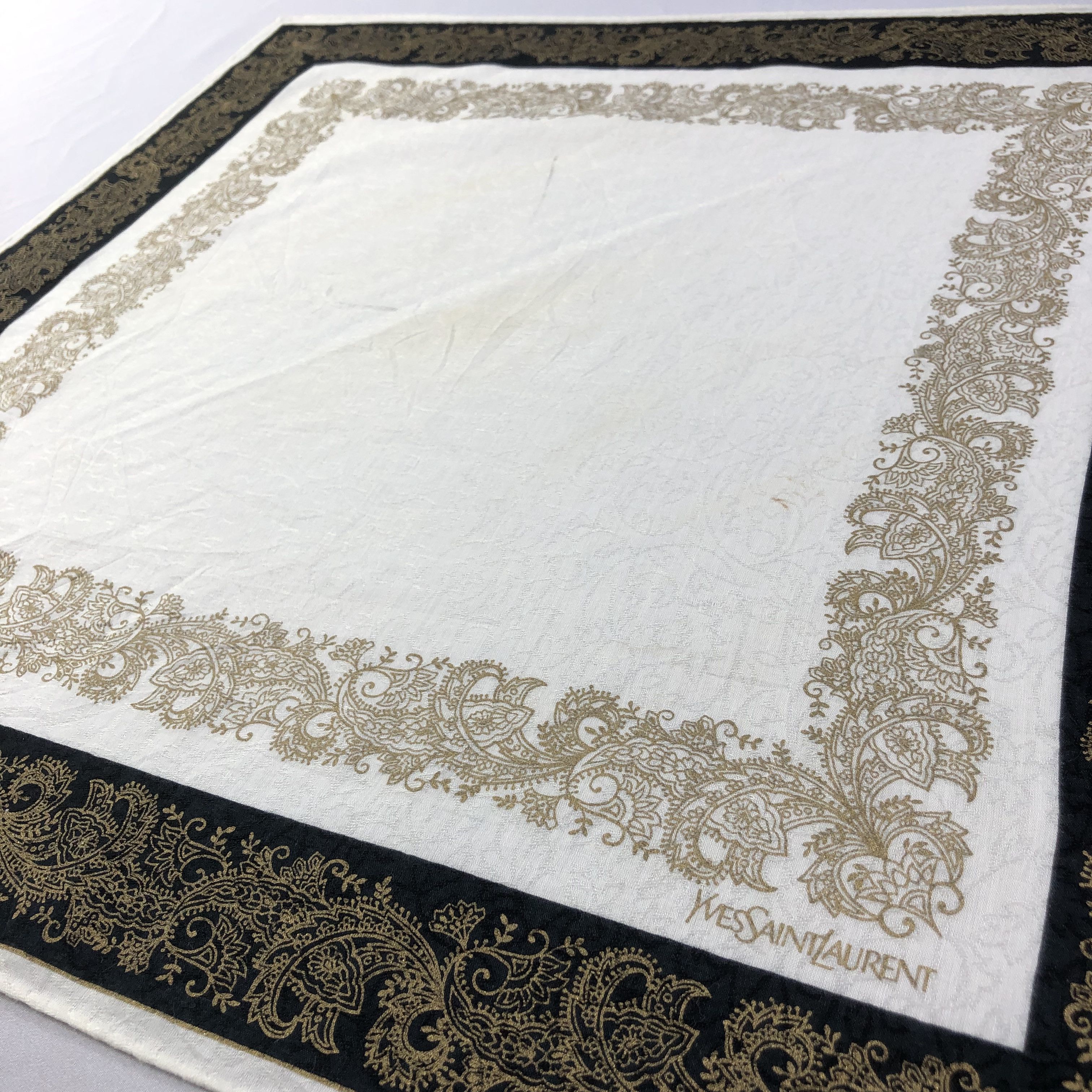 Yves Saint Laurent YSL Gold Baroque Handkerchief Neckerchief Bandana H1690 Size ONE SIZE - 3 Thumbnail