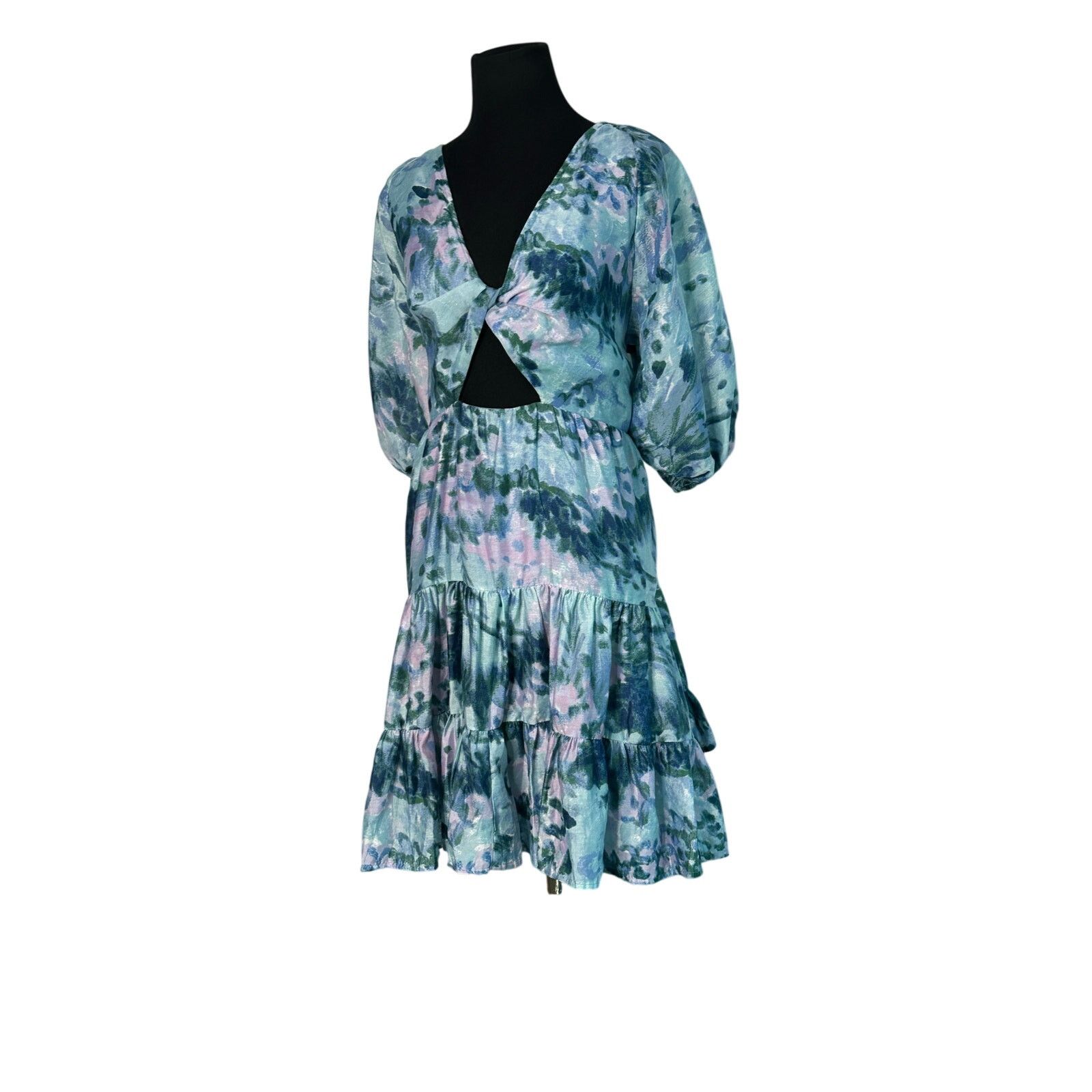 Asos Asos Design Blue Floral Tiered Voile Mini Dress Size 14 Size XL / US 12-14 / IT 48-50 - 15 Thumbnail