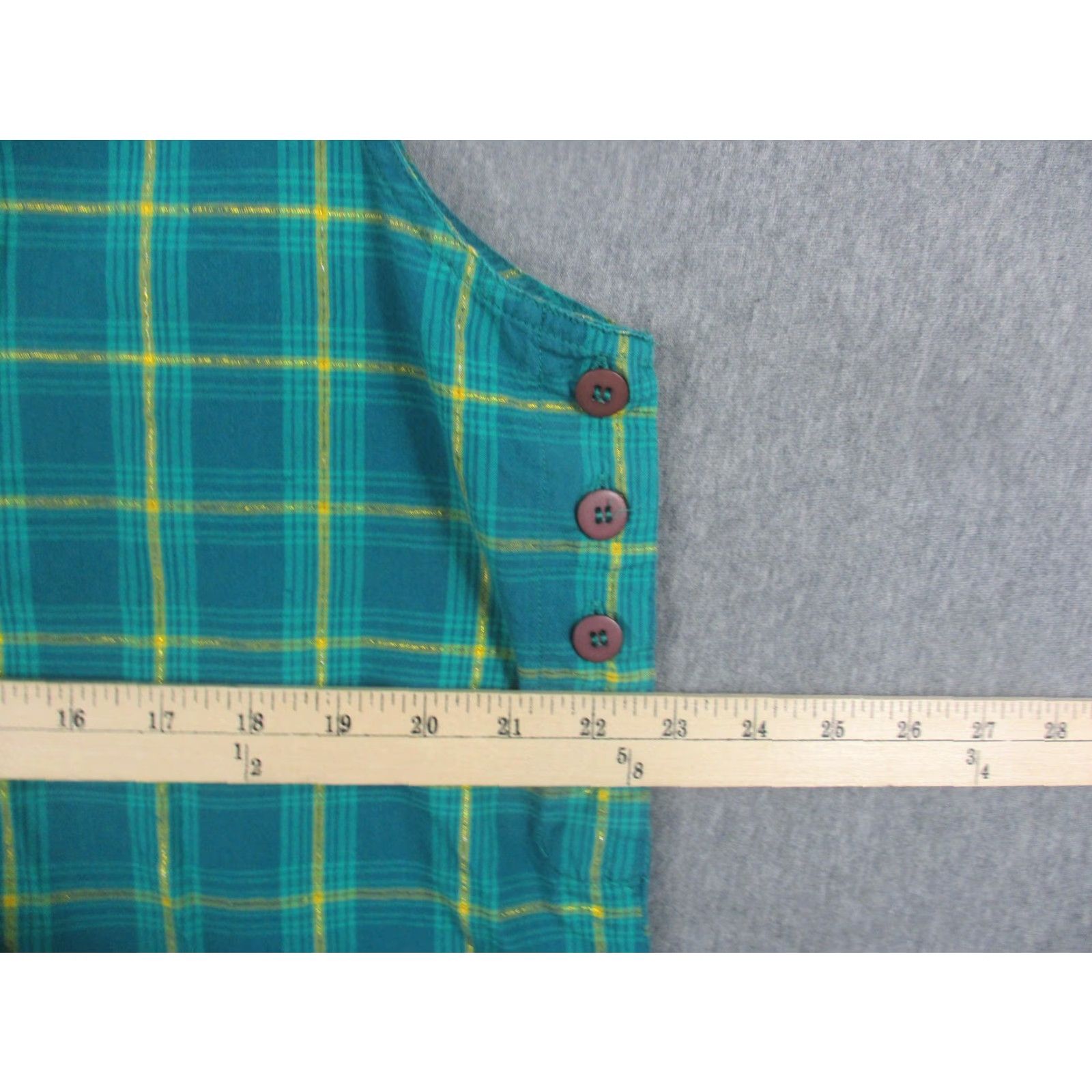 Vintage Lemon Grass Blouse Womens Large Green Plaid 100% Cotton Sleeveless Tunic Top Size L / US 10 / IT 46 - 4 Thumbnail