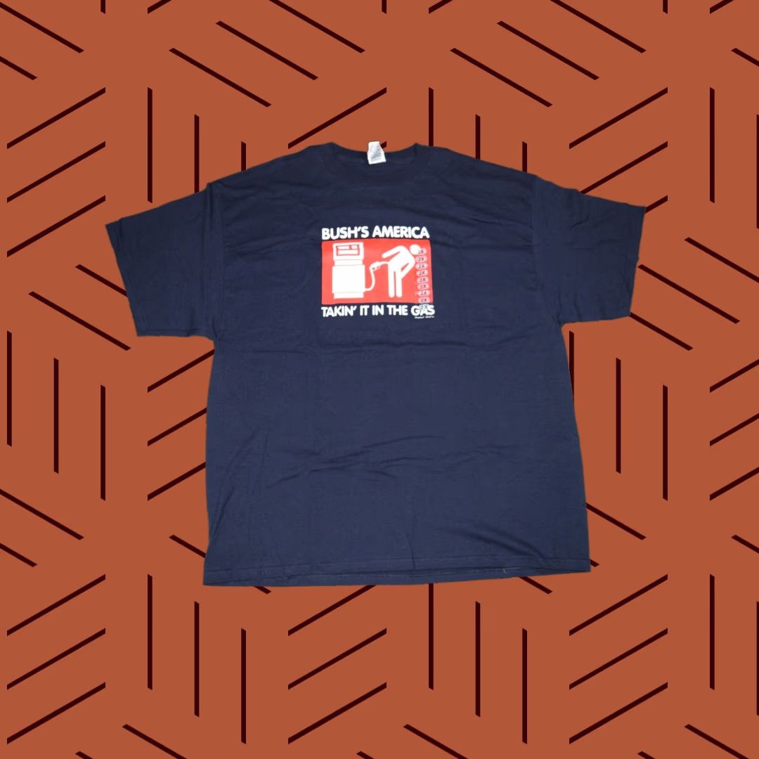 Vintage VINTAGE DELTA PRO WEIGHT BUSH'S AMERICA TEE 2XL NAVY BLUE POLITICAL INFLATION GAS 90s Mens Size US XXL / EU 58 / 5 - 1 Thumbnail