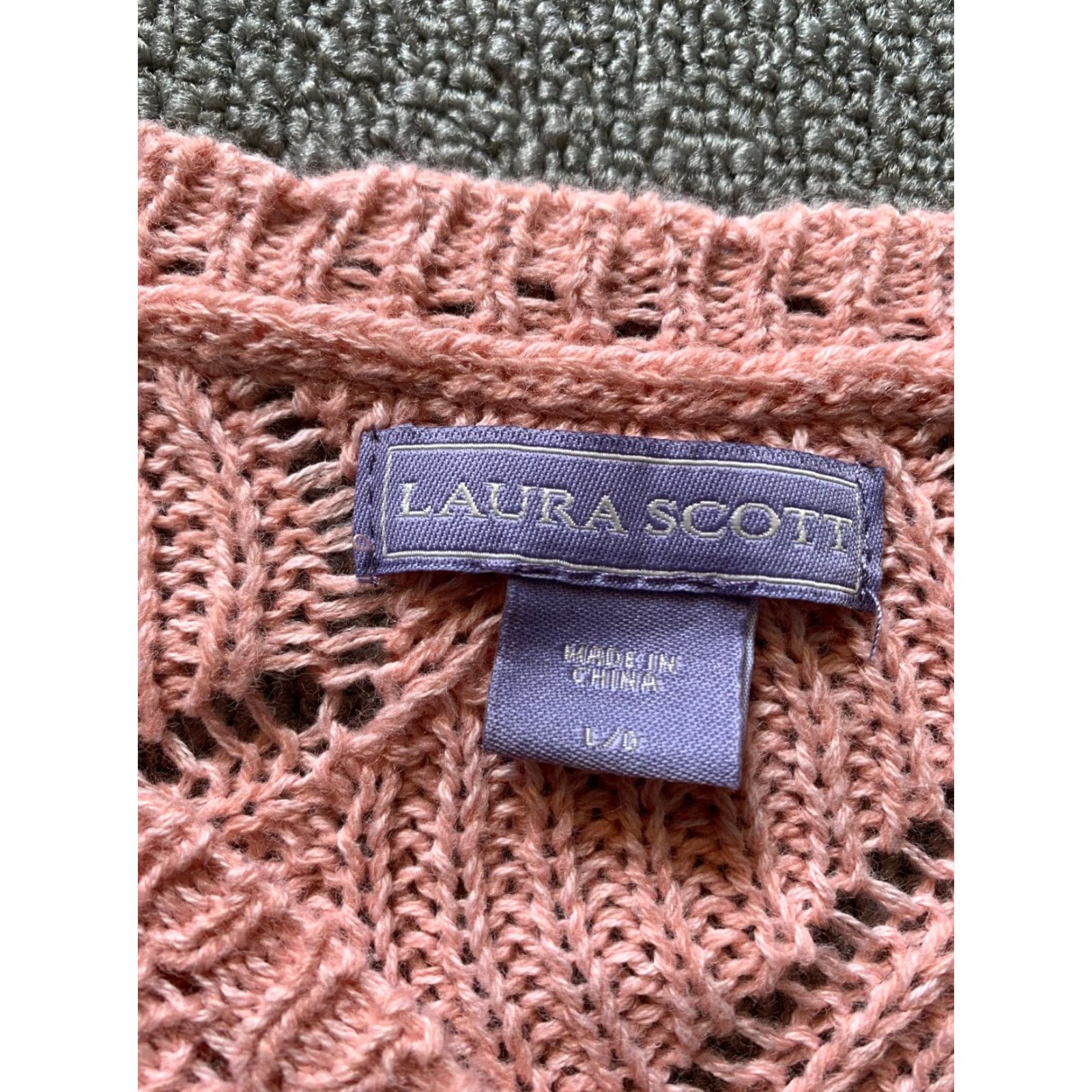 Vintage Laura Scott Sweater Women’s Large Long Sleeve Pink Knit Pullover Size L / US 10 / IT 46 - 3 Thumbnail