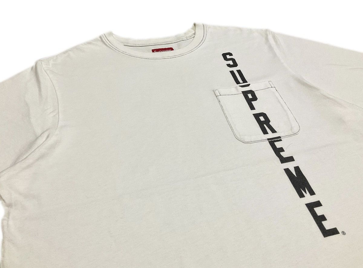 Supreme 🔥Supreme Pocket Tee Contrast Stitch Vertical Spell Out Shirt Size US M / EU 48-50 / 2 - 2 Thumbnail