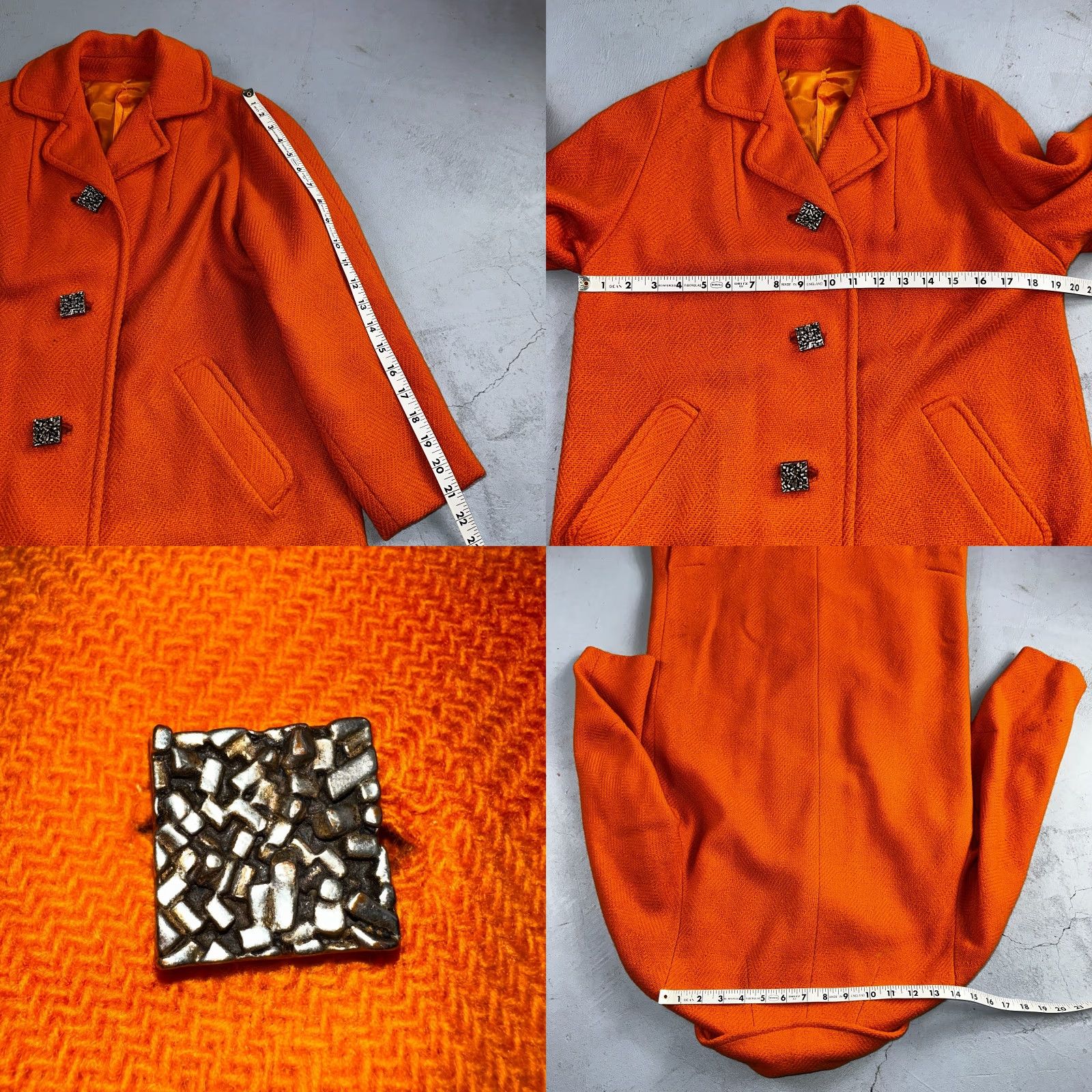 Etro VINTAGE Lassie Junior Orange Wool Coat 1960s Retro Mod Button-Up Women S Fall Winter Spring Size S / US 4 / IT 40 - 8 Thumbnail